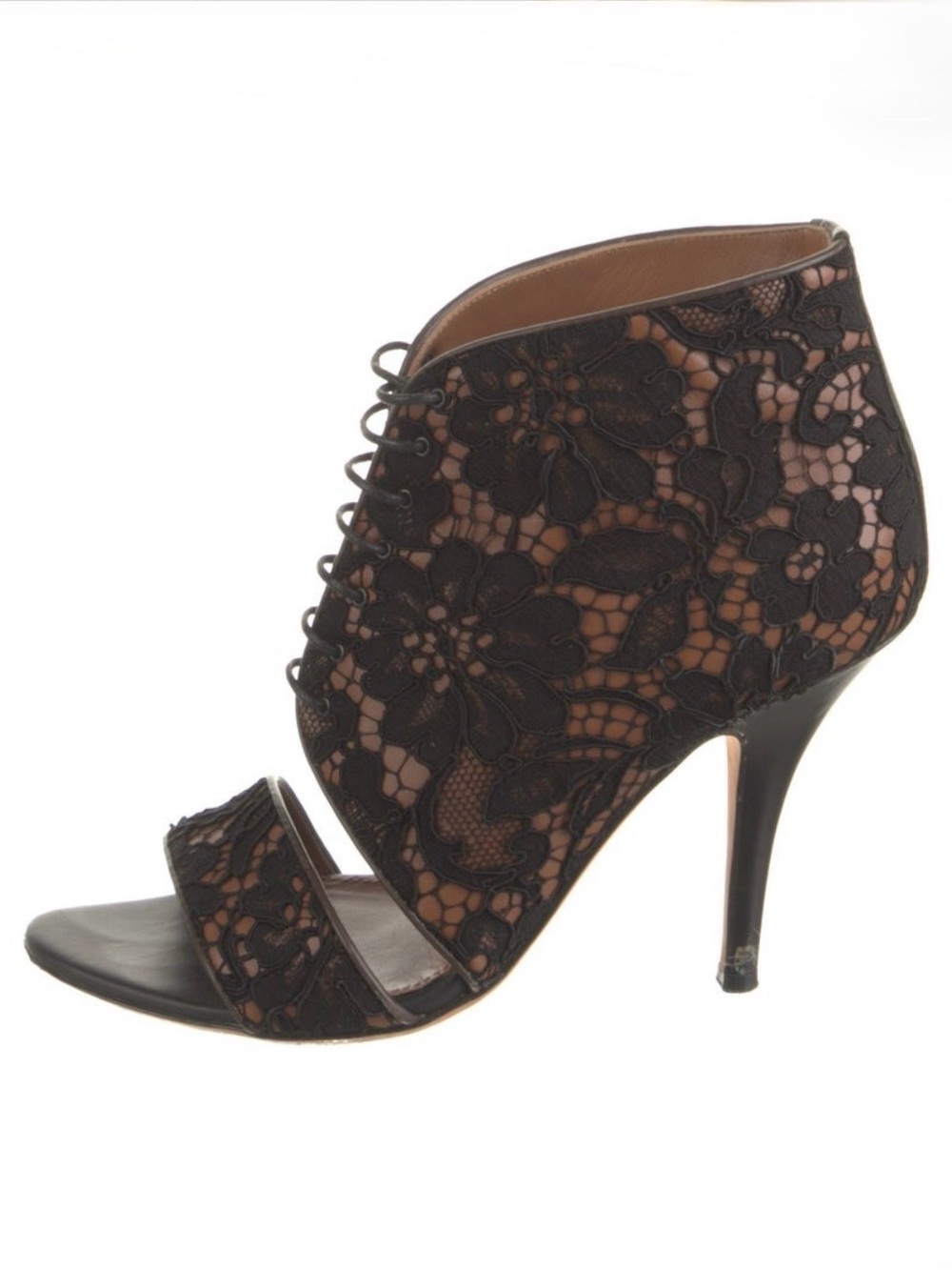 Givenchy Black Lace Peep-Toe Stiletto Ankle Bootie